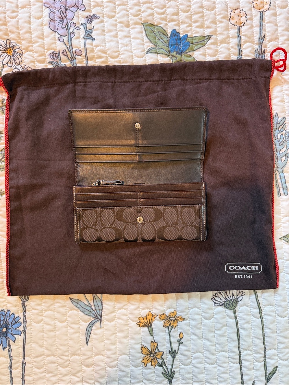 Coach Brown Signature Continental Wallet - Picture 2 of 5